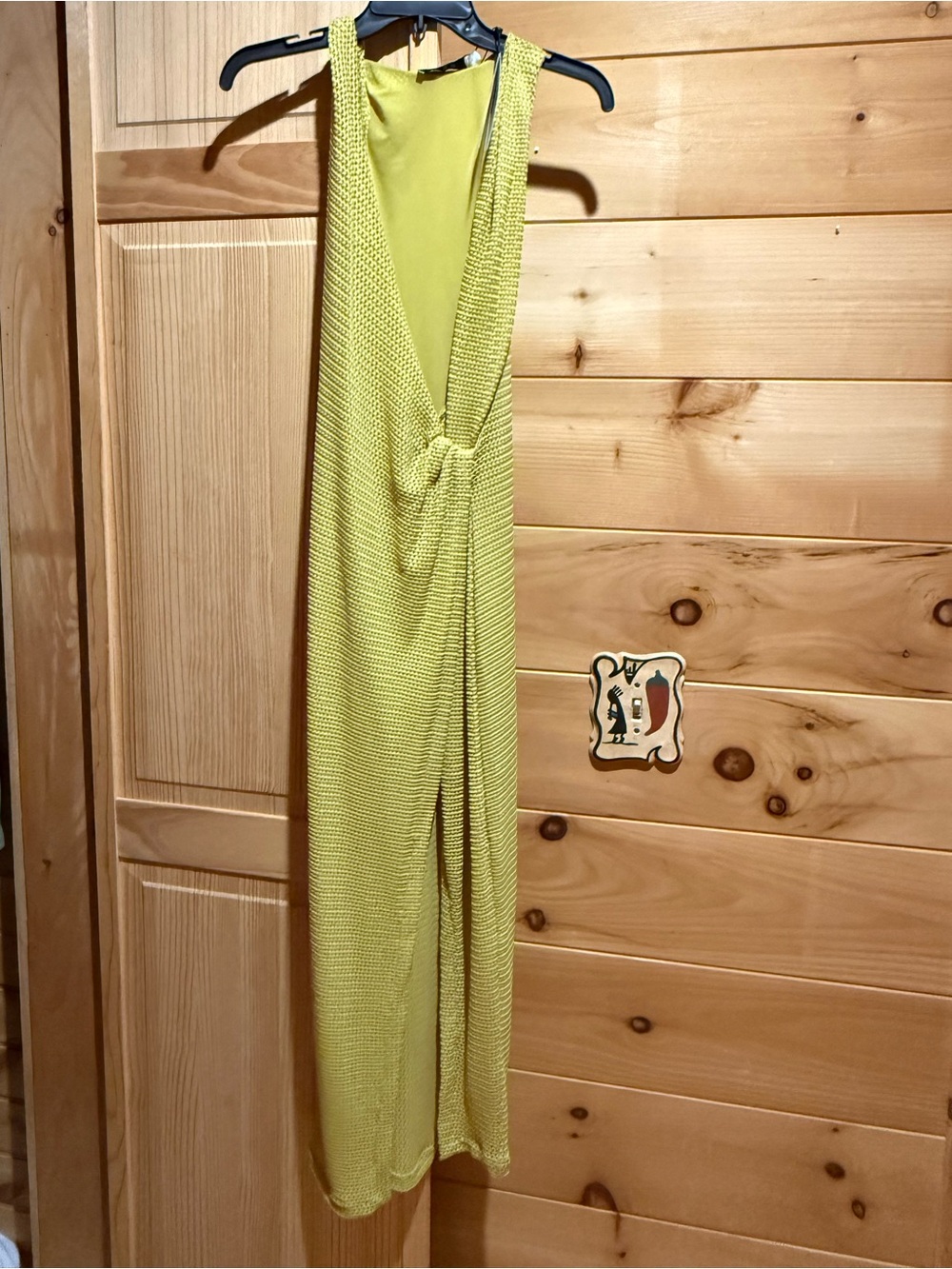 IRO Chartreuse Knit Maxi Dress with Twist Front